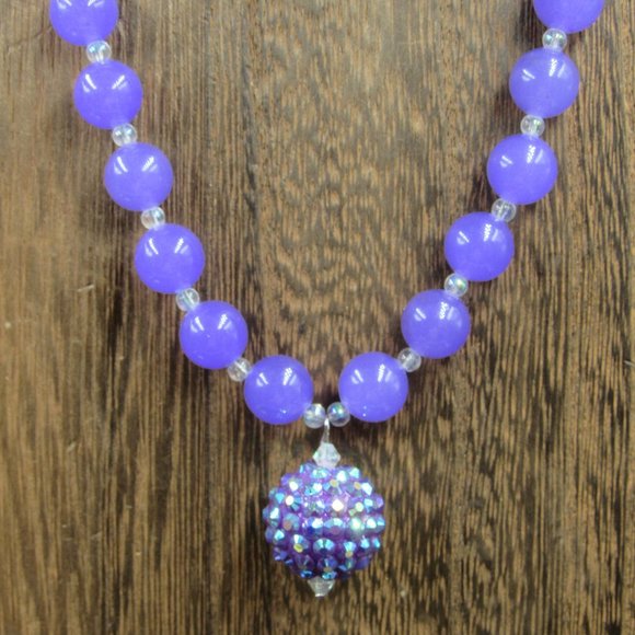 Jewelry - 18" Sterling Silver Smooth Amethyst Stone Crystal Ball Necklace Vintage